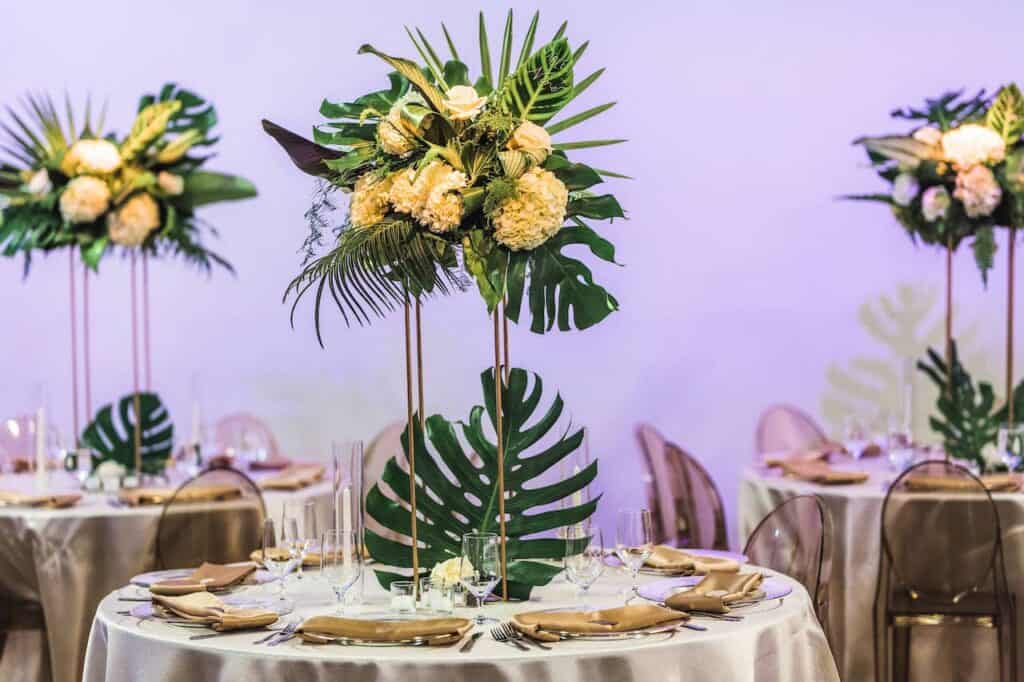 tropical wedding centerpiece