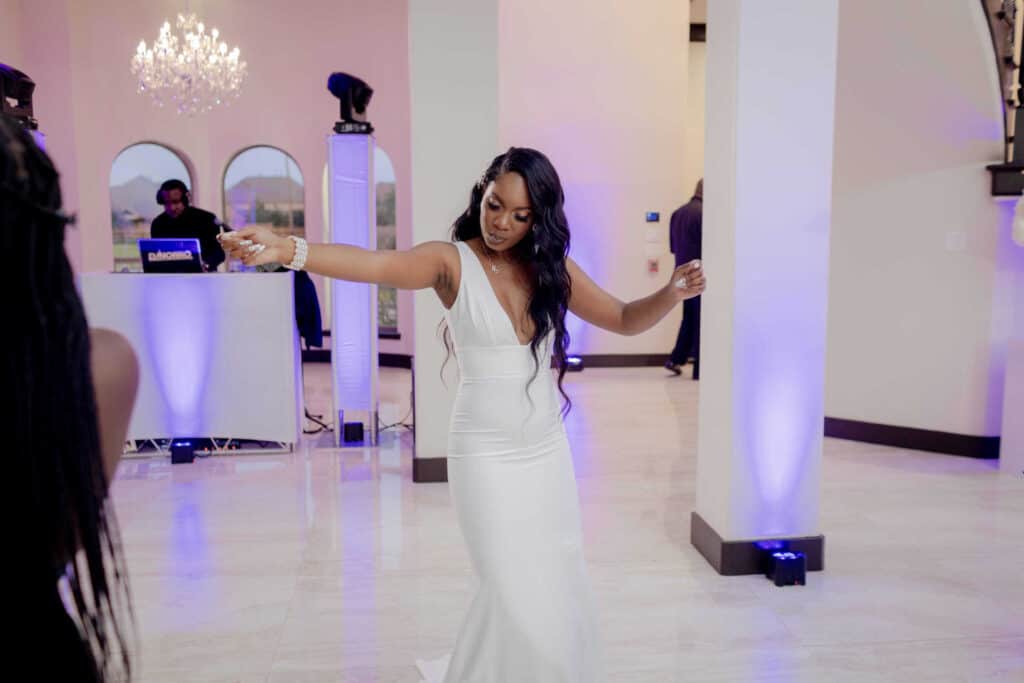 bride at the wedding dancing