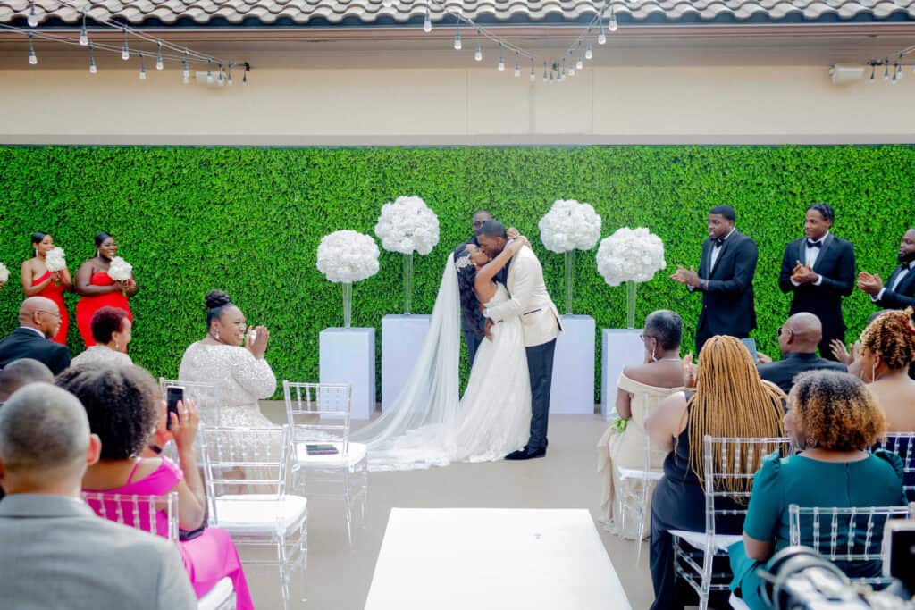 wedding ceremony kiss