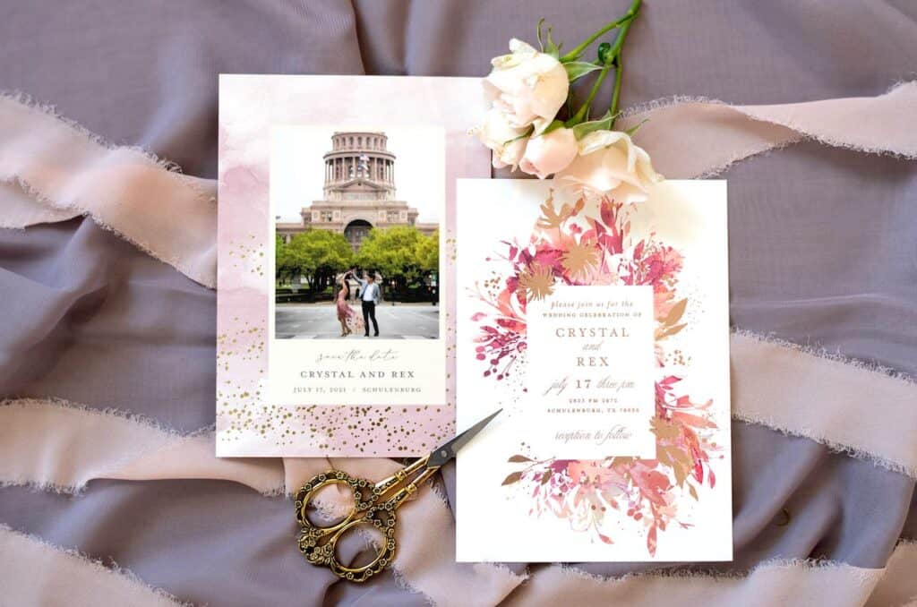 pink wedding invitation