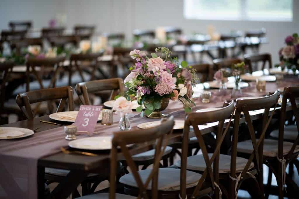 purple and mauve roses wedding