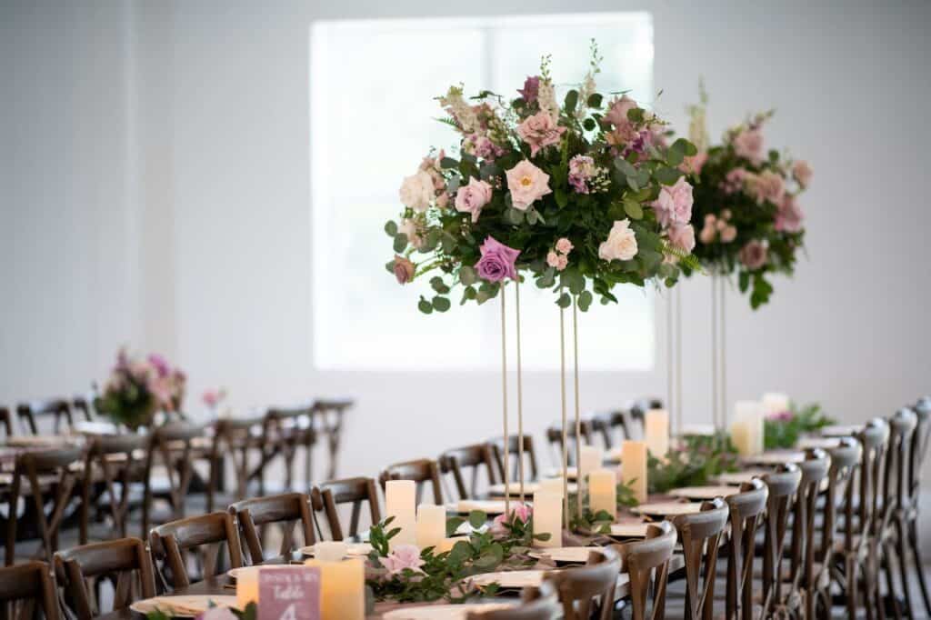 wedding with purple flowers