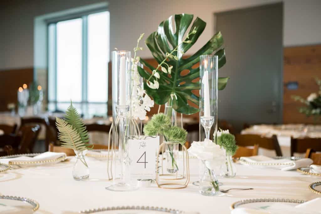 monstera leaf wedding decor