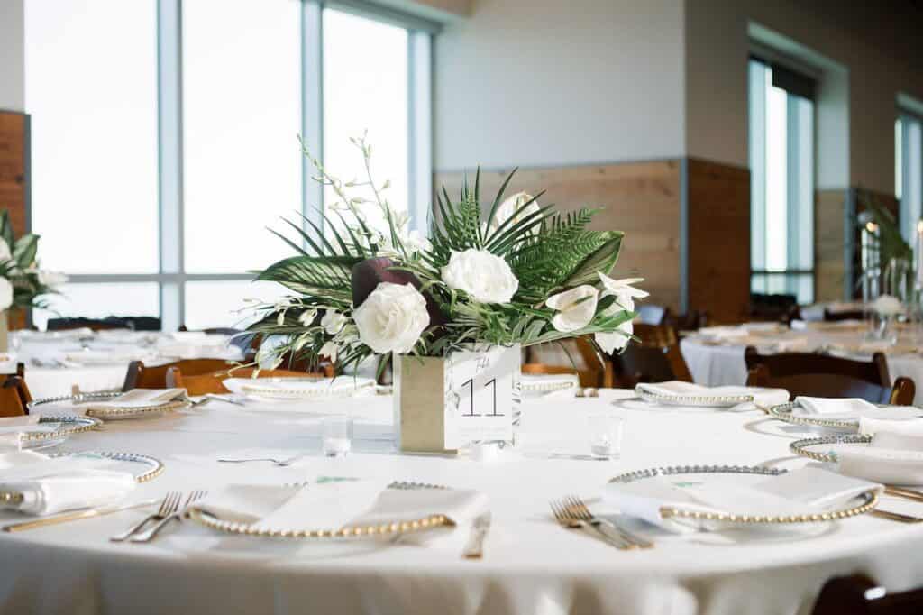 tropical flower centerpiece wedding