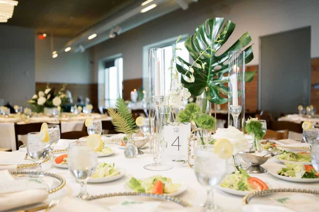 tropical modern floral centerpiece