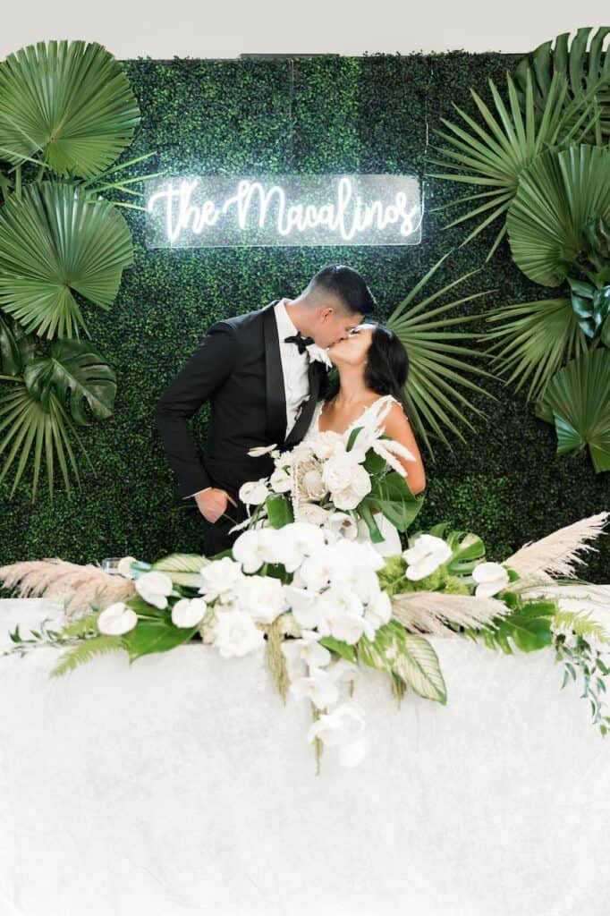 tropical wedding sweetheart table