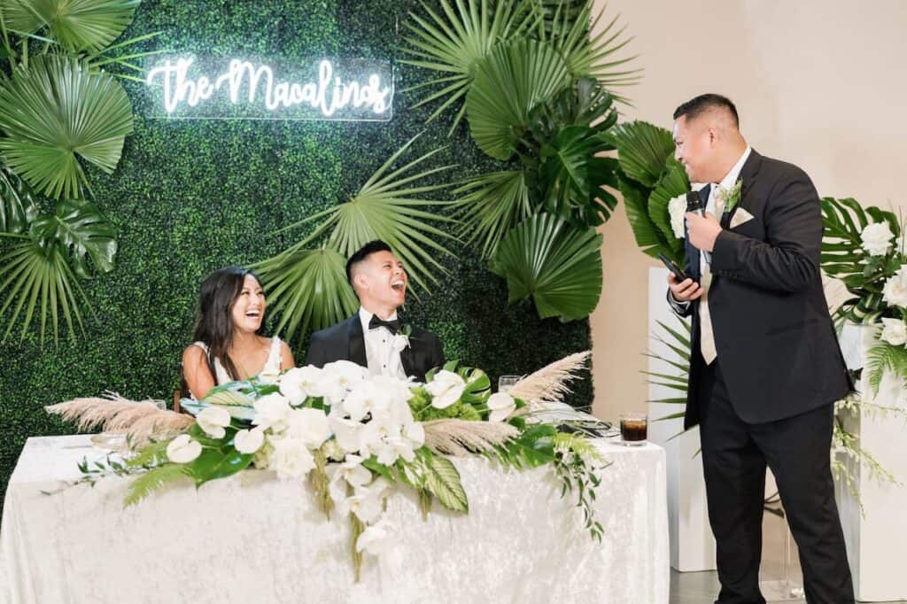 tropical wedding sweetheart table