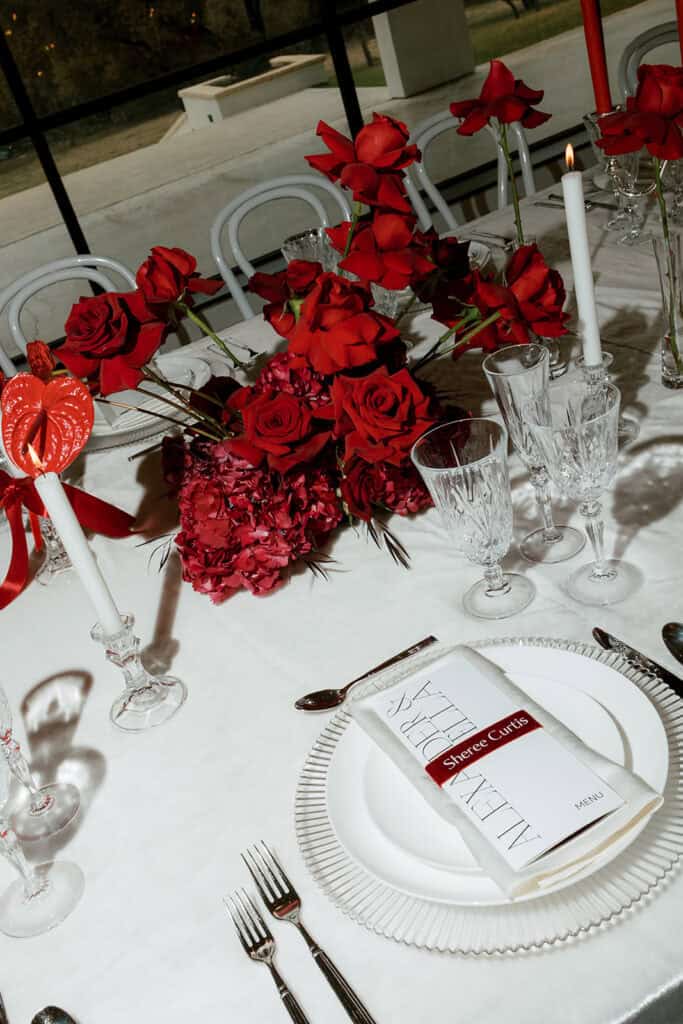 Red white wedding at The Arlo wedding venue