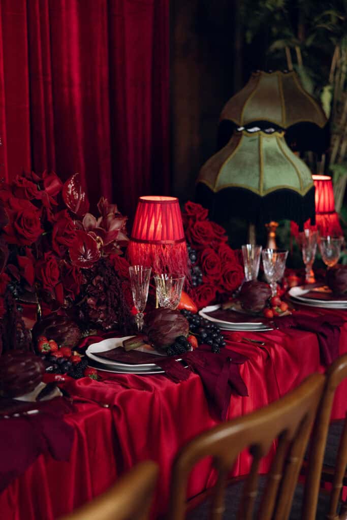 Burgundy and ivory French chateau wedding editorial at Chateau Nouvelle, designed by Épris Events – photo by Emily Snyder Photography
