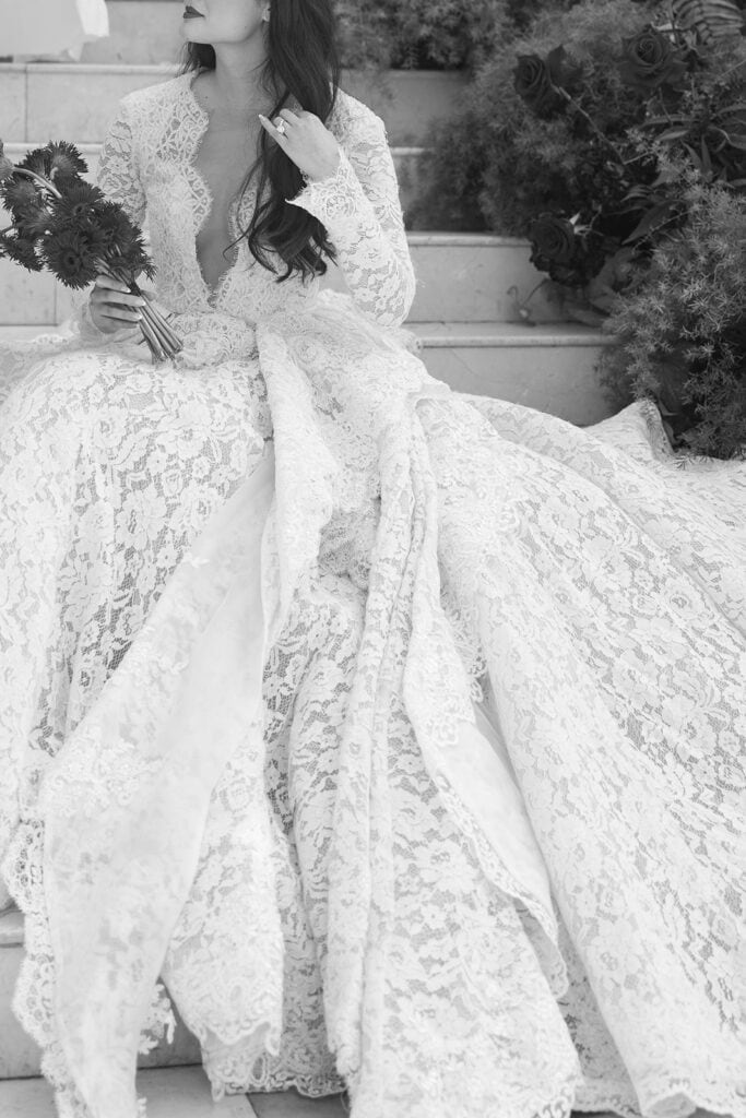 Burgundy and ivory French chateau wedding editorial at Chateau Nouvelle, designed by Épris Events – photo by Emily Snyder Photography