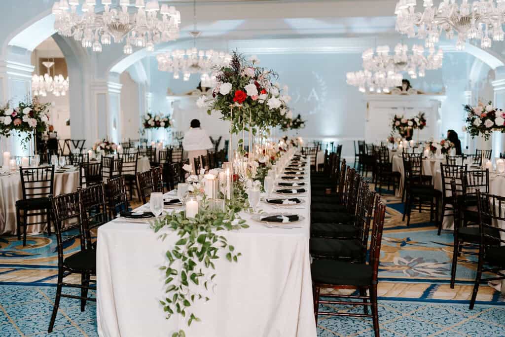 Mitra & Aliakbar black, white and red wedding at the Grand Galvez in Galveston, planned by Épris Events – photo by Erika Geier Photography