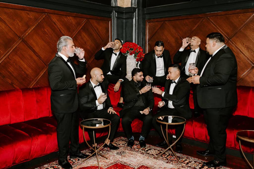 Mitra & Aliakbar black, white and red wedding at the Grand Galvez in Galveston, planned by Épris Events – photo by Erika Geier Photography