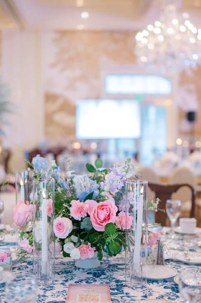 Blue and white garden tea party fundraiser at the Junior League of Houston designed by Épris Events – photo by Blanca Perez