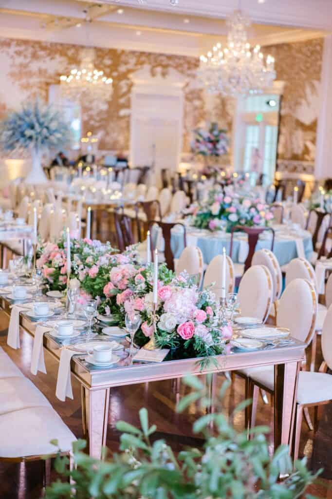 Blue and white garden tea party fundraiser at the Junior League of Houston designed by Épris Events – photo by Blanca Perez