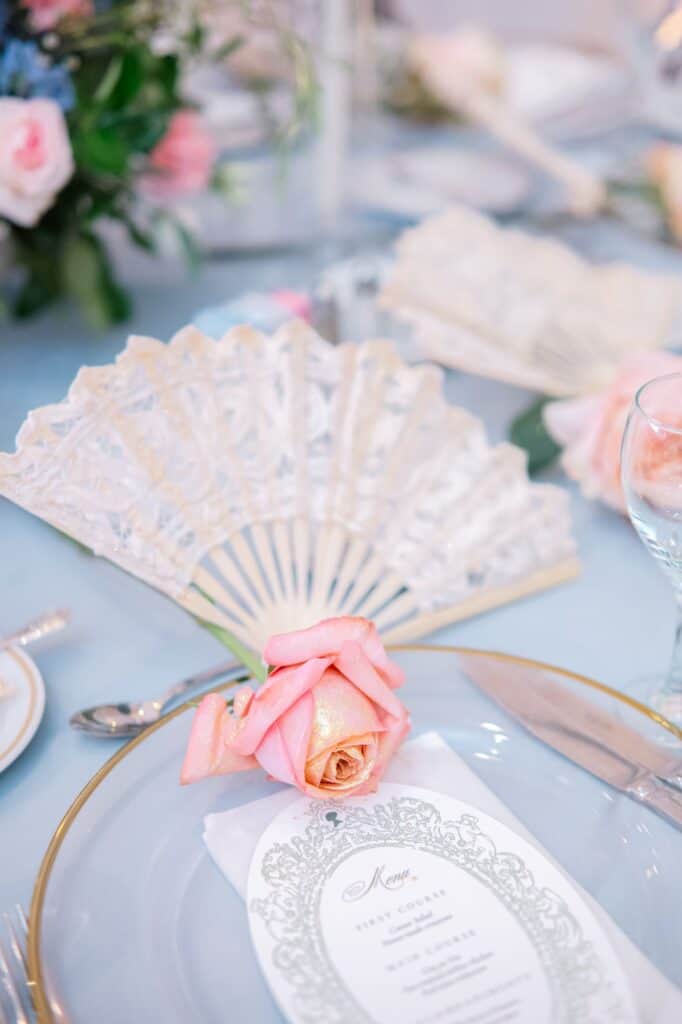Blue and white garden tea party fundraiser at the Junior League of Houston designed by Épris Events – photo by Blanca Perez