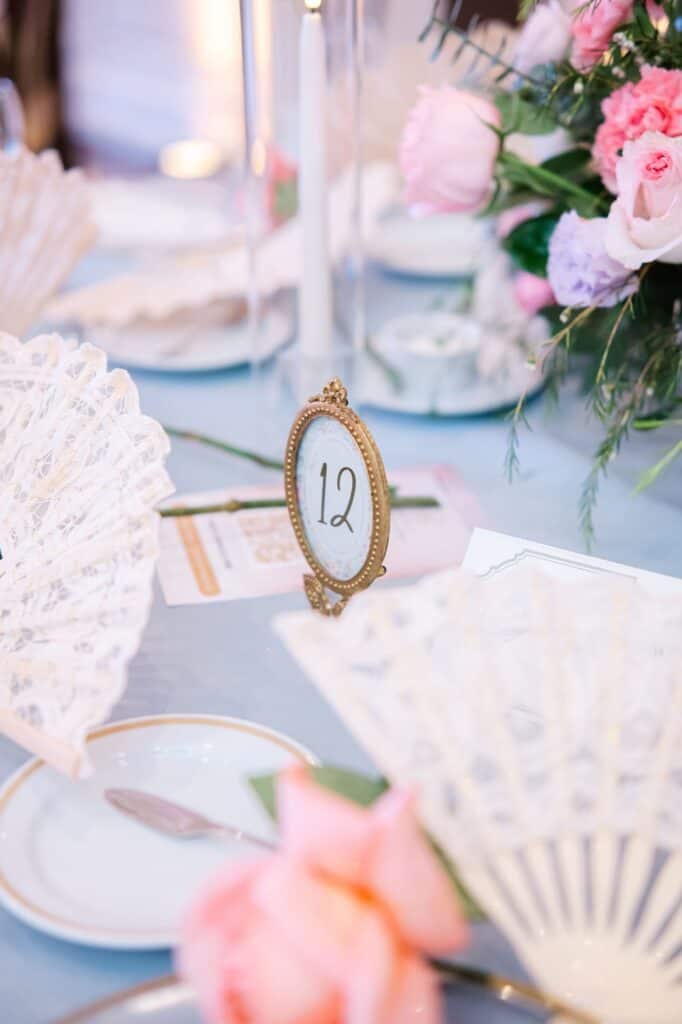 Blue and white garden tea party fundraiser at the Junior League of Houston designed by Épris Events – photo by Blanca Perez