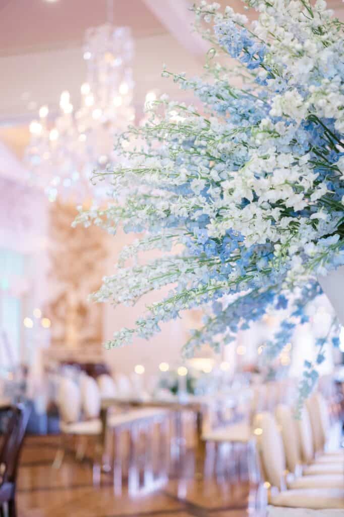 Blue and white garden tea party fundraiser at the Junior League of Houston designed by Épris Events – photo by Blanca Perez
