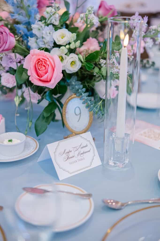 Blue and white garden tea party fundraiser at the Junior League of Houston designed by Épris Events – photo by Blanca Perez